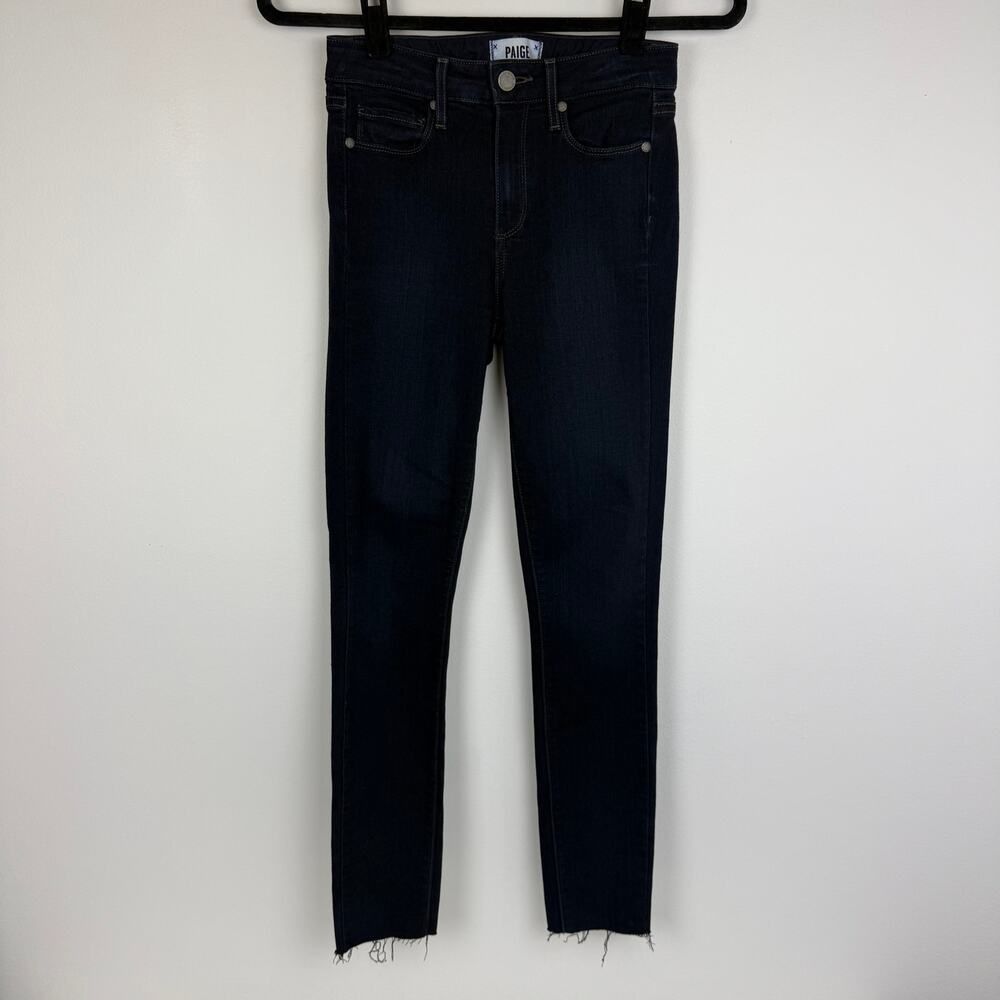 Paige Hoxton Womens Ultra Skinny Mid Rise Straight Dark Wash Blue Denim Jeans 24